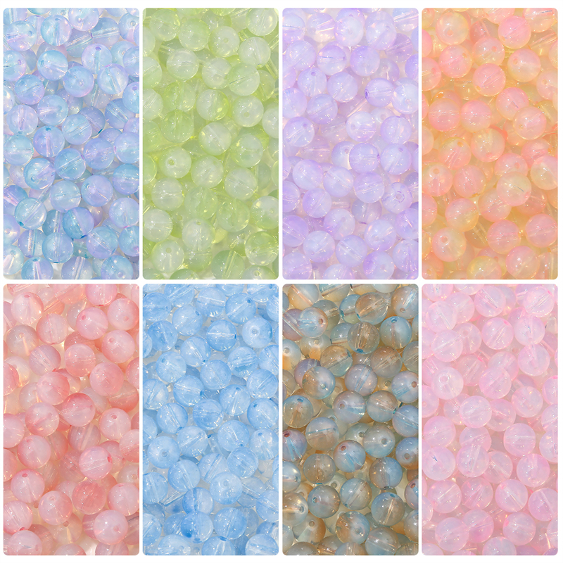 30pcs /bag 10mm Manik-Manik Opal Bulat Berwarna Lapis Protein Kaca Untuk Membuat Perhiasan DIY Aksesoris