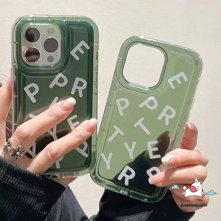 IPHONE Casing Ponsel Airbag Shockproof Kompatibel Untuk Iphone 11 14 13 12 Pro Max6 6S 7 8 Plus XR X XS MAX 7plus 8plus Ins Fashion Grafiti Huruf TPU Lembut Anti Jatuh Bening Penutup Belakang