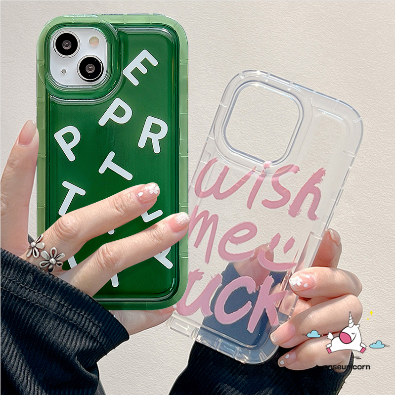 IPHONE Casing Ponsel Airbag Shockproof Kompatibel Untuk Iphone 11 14 13 12 Pro Max6 6S 7 8 Plus XR X XS MAX 7plus 8plus Ins Fashion Grafiti Huruf TPU Lembut Anti Jatuh Bening Penutup Belakang