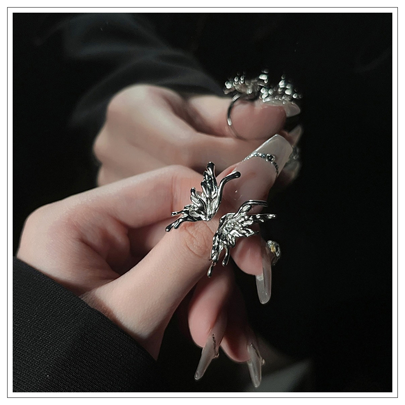 [antop] Cincin Jari Kepribadian Fashion Wanita Desain Cair Rasa Premium Cincin Terbuka Kupu-Kupu