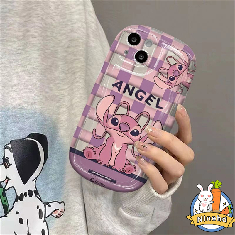 IPHONE Casing Kompatibel Untuk Iphone14 13 12 11 Pro Max X Xr Xs Max8 7 6 6s Plus Pink Ungu Kotak-Kotak Kartun Ponsel Case Airbag Silikon Lembut Shockproof Case Full Pelindung Penutup Belakang