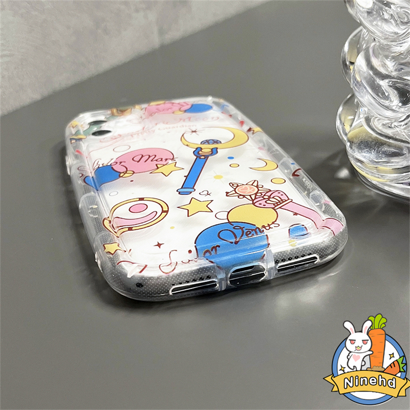 IPHONE Casing Kompatibel Untuk Iphone14 13 12 11 Pro Max X Xr Xs Max8 7 6 6s Plus Bintang Transparan Kartun Gadis Cantik Casing Ponsel Baru Bantal Udara Shockproof Soft Case Cover Pelindung