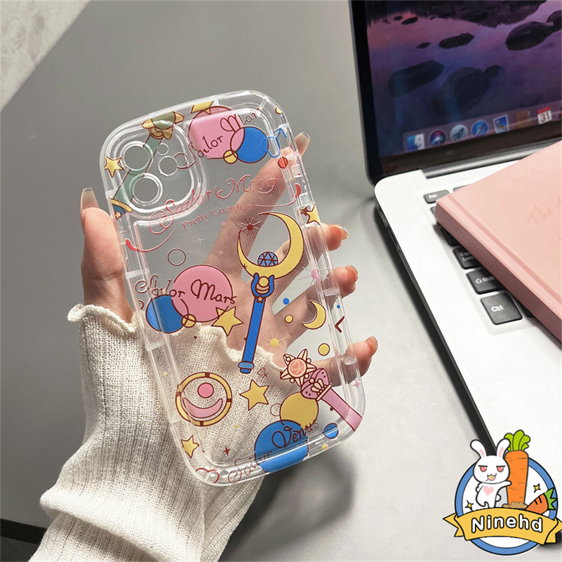 IPHONE Casing Kompatibel Untuk Iphone14 13 12 11 Pro Max X Xr Xs Max8 7 6 6s Plus Bintang Transparan Kartun Gadis Cantik Casing Ponsel Baru Bantal Udara Shockproof Soft Case Cover Pelindung