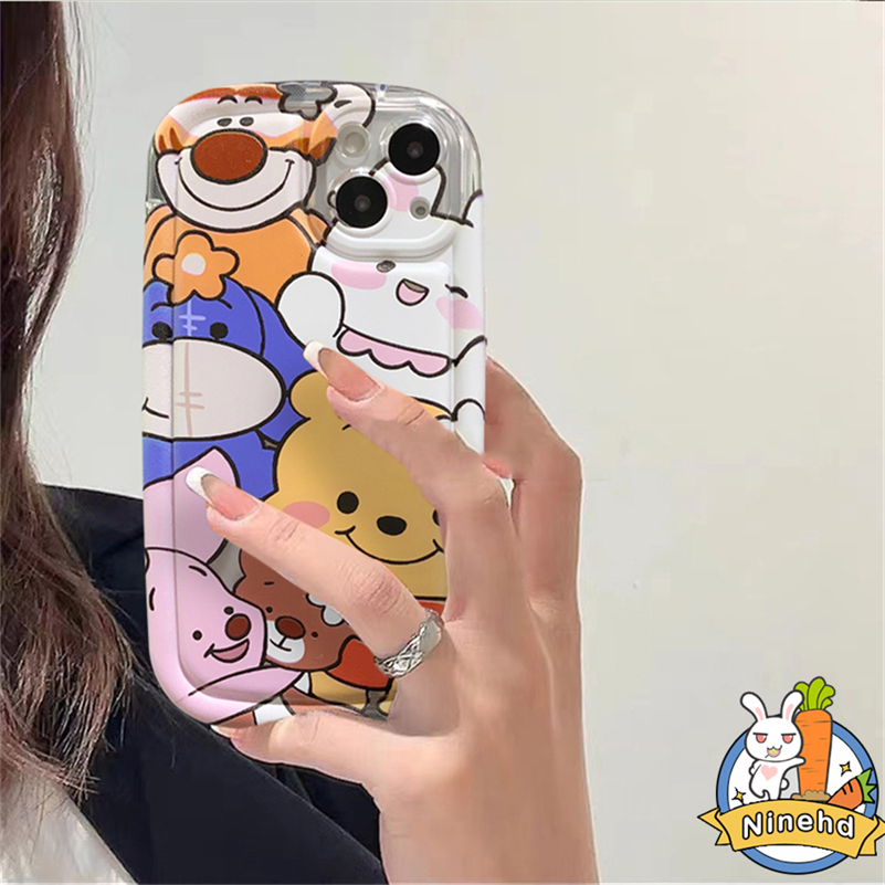 IPHONE Casing Kompatibel Untuk Iphone14 13 12 11 Pro Max X Xr Xs Max8 7 6 6s Plus SE Winnie the Pooh Bear Airbag Phone Case Shockproof Air Cushion Anti Jatuh Soft Case Cover Pelindung