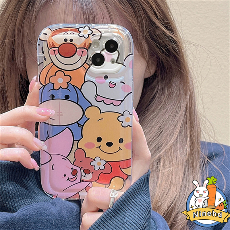 IPHONE Casing Kompatibel Untuk Iphone14 13 12 11 Pro Max X Xr Xs Max8 7 6 6s Plus SE Winnie the Pooh Bear Airbag Phone Case Shockproof Air Cushion Anti Jatuh Soft Case Cover Pelindung