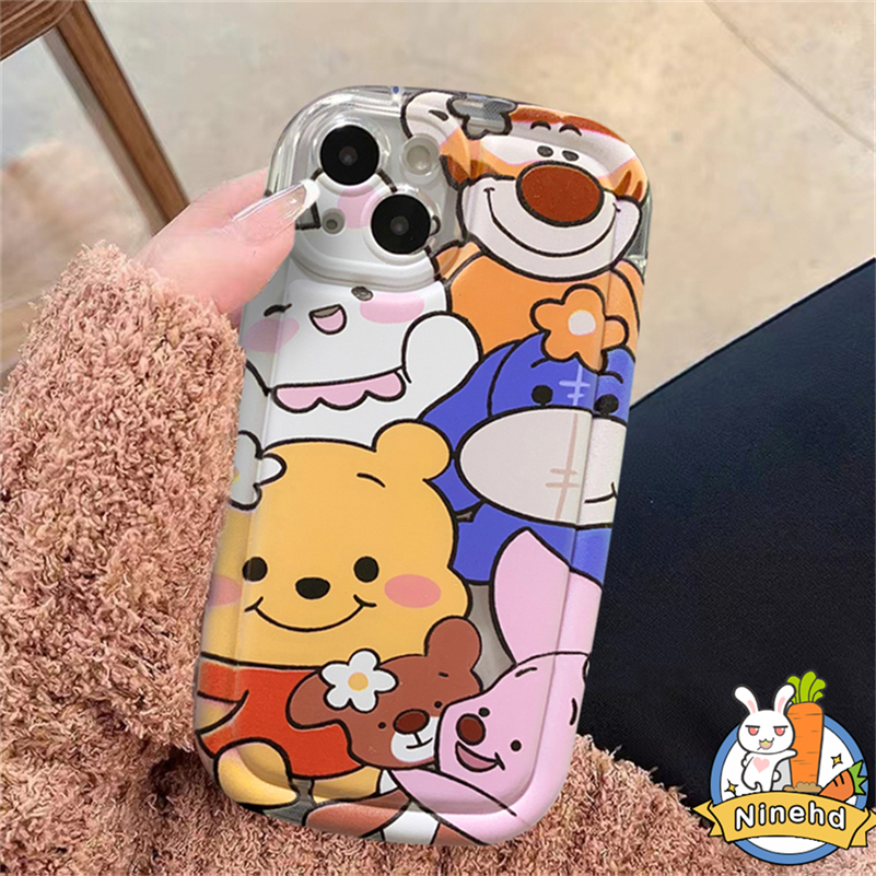 IPHONE Casing Kompatibel Untuk Iphone14 13 12 11 Pro Max X Xr Xs Max8 7 6 6s Plus SE Winnie the Pooh Bear Airbag Phone Case Shockproof Air Cushion Anti Jatuh Soft Case Cover Pelindung