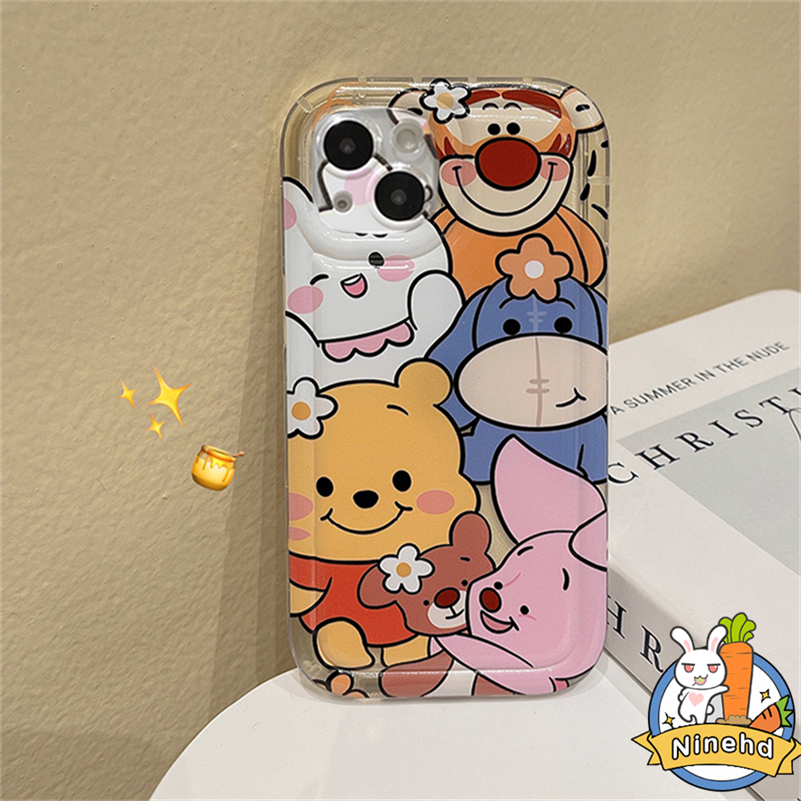 IPHONE Casing Kompatibel Untuk Iphone14 13 12 11 Pro Max X Xr Xs Max8 7 6 6s Plus SE Winnie the Pooh Bear Airbag Phone Case Shockproof Air Cushion Anti Jatuh Soft Case Cover Pelindung