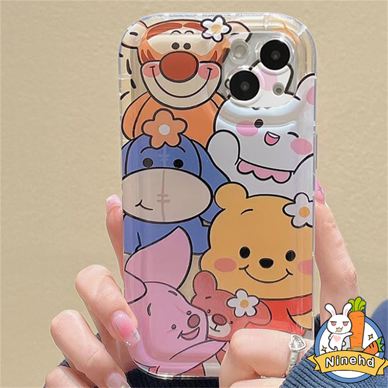 IPHONE Casing Kompatibel Untuk Iphone14 13 12 11 Pro Max X Xr Xs Max8 7 6 6s Plus SE Winnie the Pooh Bear Airbag Phone Case Shockproof Air Cushion Anti Jatuh Soft Case Cover Pelindung