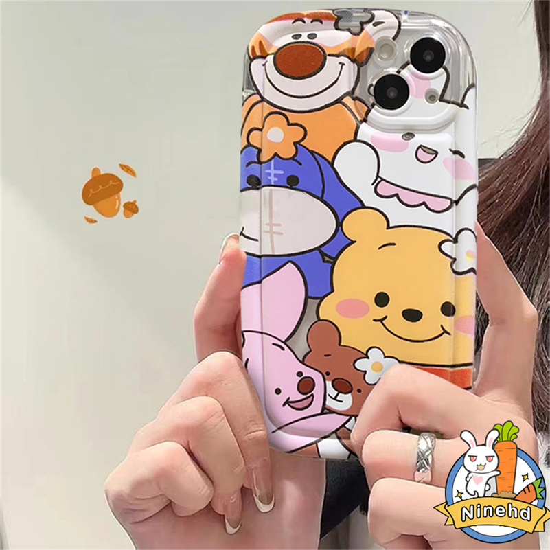 IPHONE Casing Kompatibel Untuk Iphone14 13 12 11 Pro Max X Xr Xs Max8 7 6 6s Plus SE Winnie the Pooh Bear Airbag Phone Case Shockproof Air Cushion Anti Jatuh Soft Case Cover Pelindung