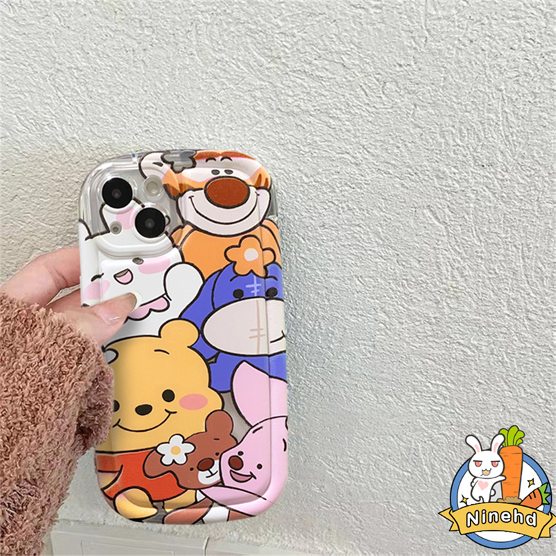 IPHONE Casing Kompatibel Untuk Iphone14 13 12 11 Pro Max X Xr Xs Max8 7 6 6s Plus SE Winnie the Pooh Bear Airbag Phone Case Shockproof Air Cushion Anti Jatuh Soft Case Cover Pelindung