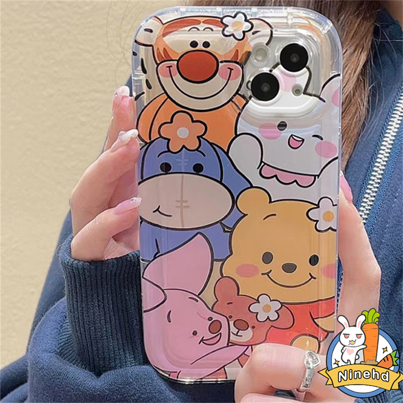 IPHONE Casing Kompatibel Untuk Iphone14 13 12 11 Pro Max X Xr Xs Max8 7 6 6s Plus SE Winnie the Pooh Bear Airbag Phone Case Shockproof Air Cushion Anti Jatuh Soft Case Cover Pelindung