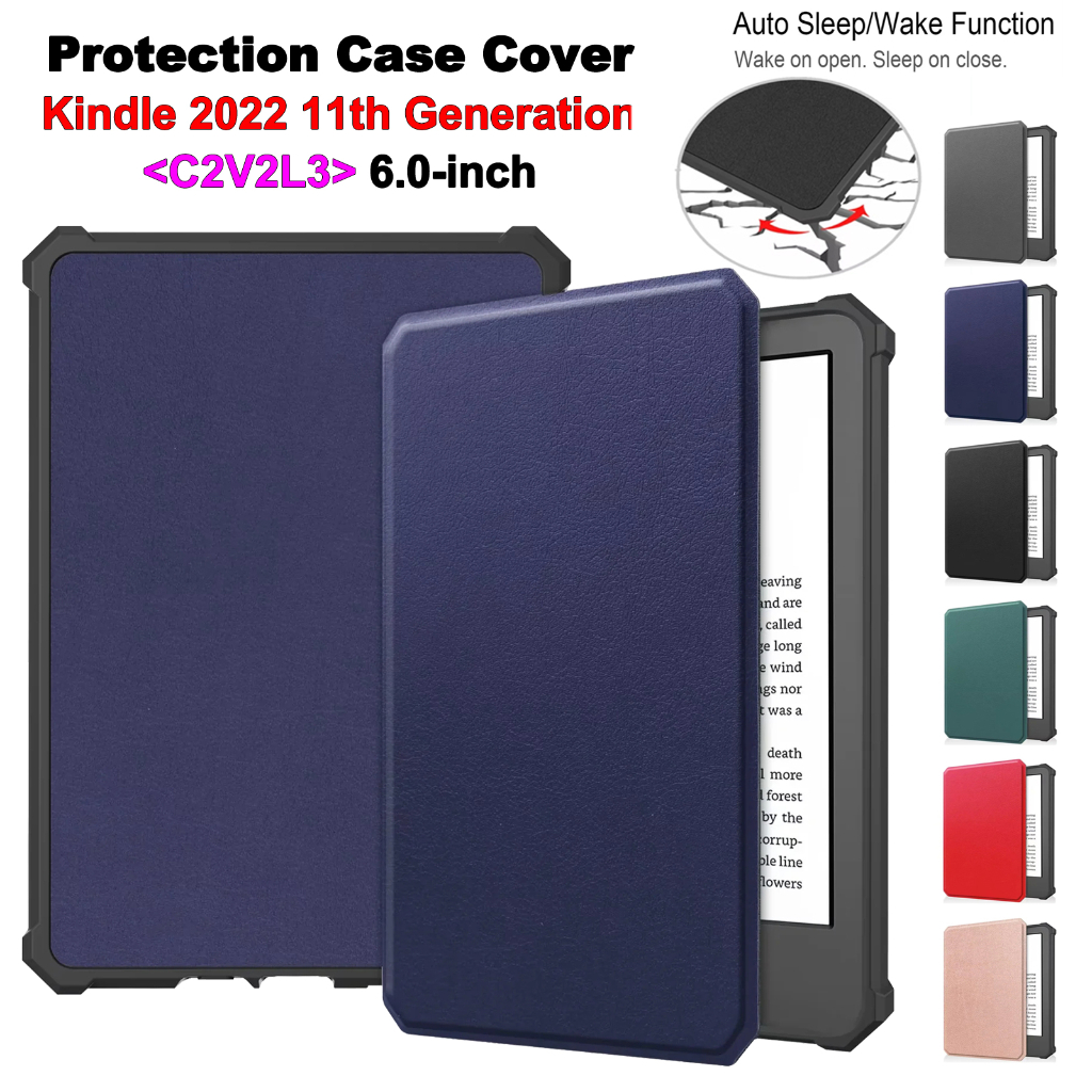 All-new Kindle2022 6.0 &quot;Case Untuk Amazon Kindle2022 Generasi 11 C2V2L3 6.0-inch e-Book Readers Fashion Warna Solid TPU Empat Sudut Perlindungan eReader Kulit Flip Cover