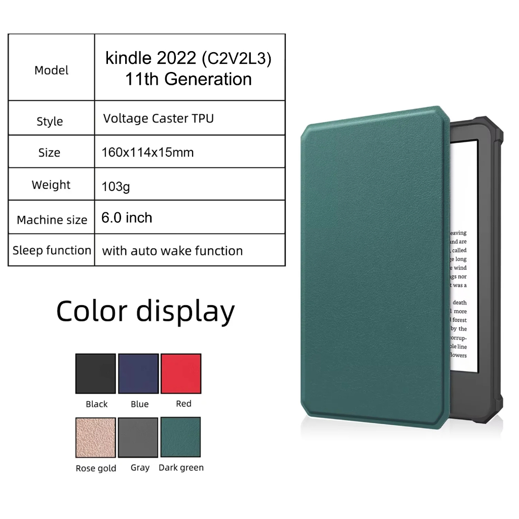 All-new Kindle2022 6.0 &quot;Case Untuk Amazon Kindle2022 Generasi 11 C2V2L3 6.0-inch e-Book Readers Fashion Warna Solid TPU Empat Sudut Perlindungan eReader Kulit Flip Cover