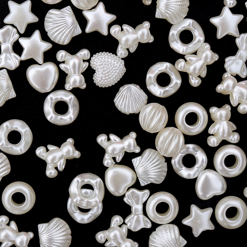 50pcs Kelopak Mutiara Akrilik Untuk Membuat Perhiasan Diy Topi Manik-Manik Bunga Putih Pearl Bead Craft