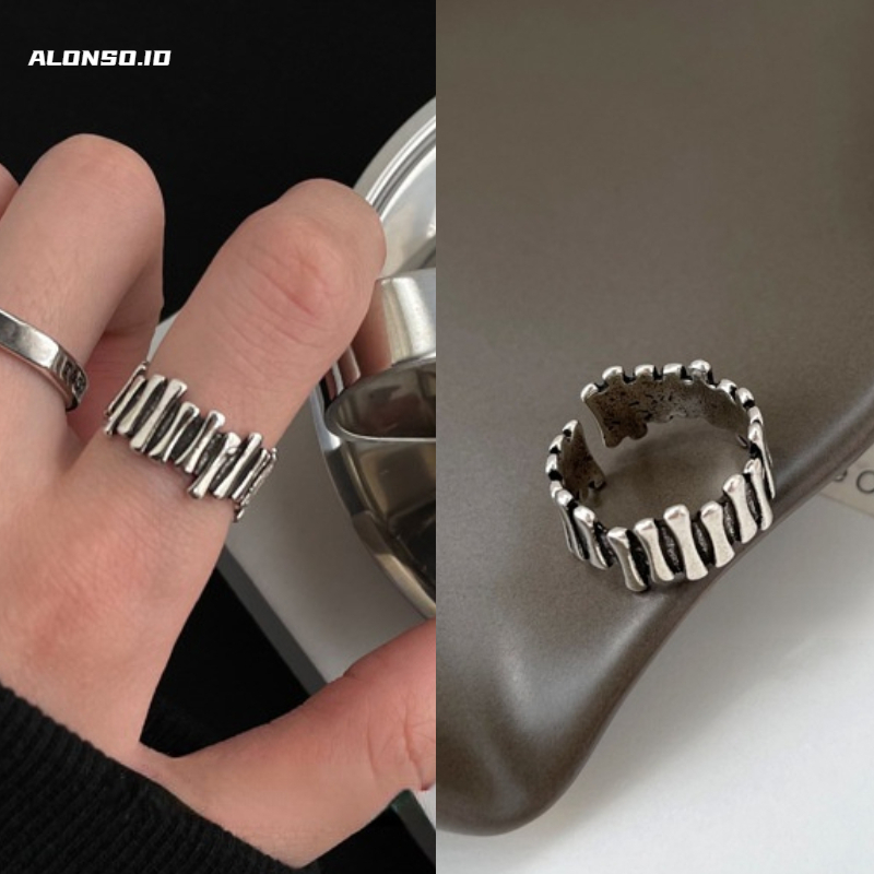 Cincin Bentuk Asimetris Gaya Retro Untuk Aksesoris