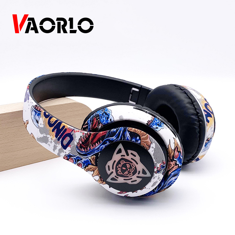 Vaorlo Headphone Nirkabel HiFi Musik Bass Berat Pencahayaan RGB Mendukung Kartu TF Bermain Earphone Bluetooth Untuk Gaming