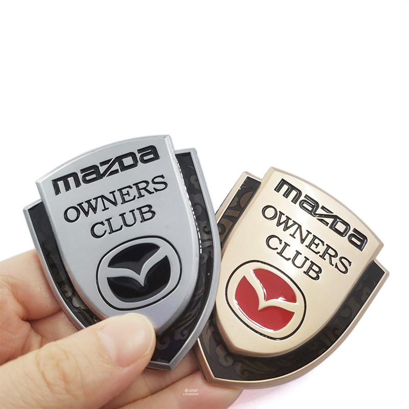 1x Metal New MAZDA OWNERS CLUB Logo Mobil Dekoratif Sisi Belakang Emblem Badge Sticker Decal Untuk MAZDA