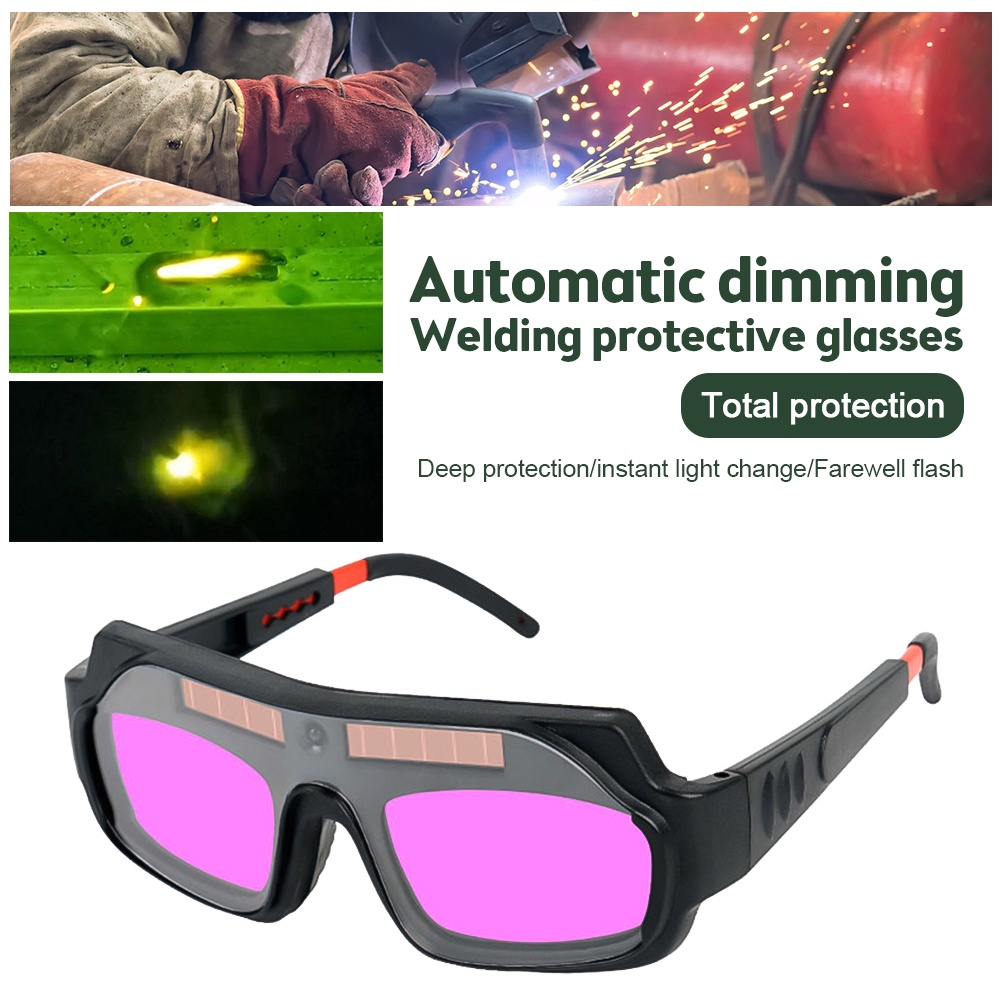 Topeng Las Auto Darkening Tenaga Surya Helm Goggles Kacamata Welder Arc Lensa Anti-shock Untuk Perlindungan Mata