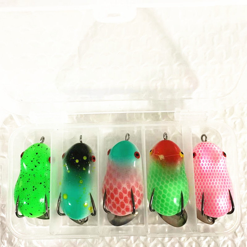 5pcs/box Bercahaya Lembut Katak Lure 4cm/7g Lembut Thunder Kodok Memancing Umpan Casting Mini Thunder Frog Lure Bait