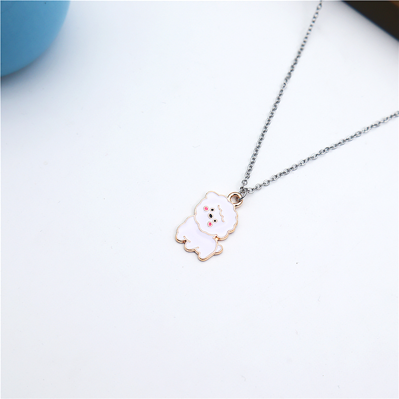 Puppy sheep pendant Anak Kartun Liontin stainless steel Kalung Perlengkapan Siswa Hadiah Ulang Tahun Logam Aksesoris fashion