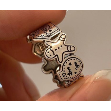 【COD】Graffiti Gingerbread Man Ring Woman Open Rings Untuk Pasangan Hadiah Tahun Baru