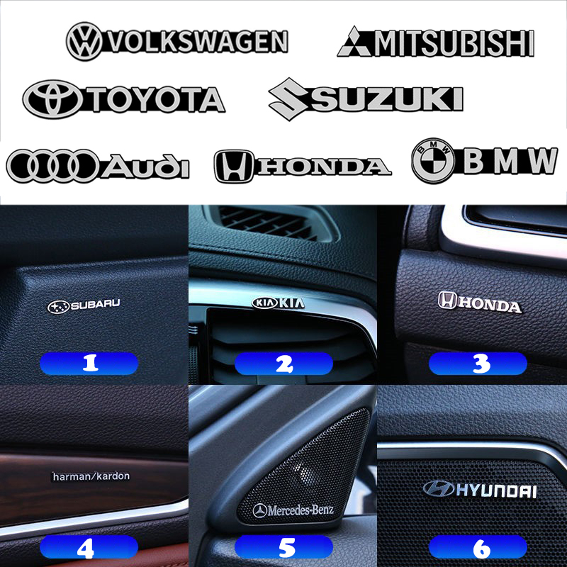 Stiker Logo Mobil 3D DIY Dekorasi Aksesoris Mobil Untuk Handle Pintu Mobil Jendela Bagasi Speaker Mobil Decor Decal Untuk BMW Benz Honda Toyota Nissan Mitsubishi