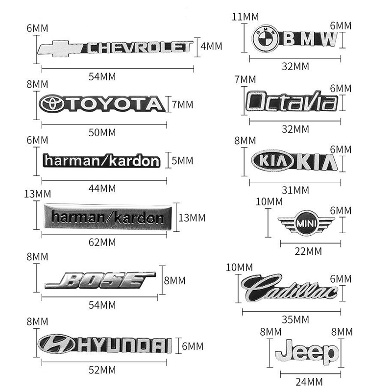 Stiker Logo Mobil 3D DIY Dekorasi Aksesoris Mobil Untuk Handle Pintu Mobil Jendela Bagasi Speaker Mobil Decor Decal Untuk BMW Benz Honda Toyota Nissan Mitsubishi