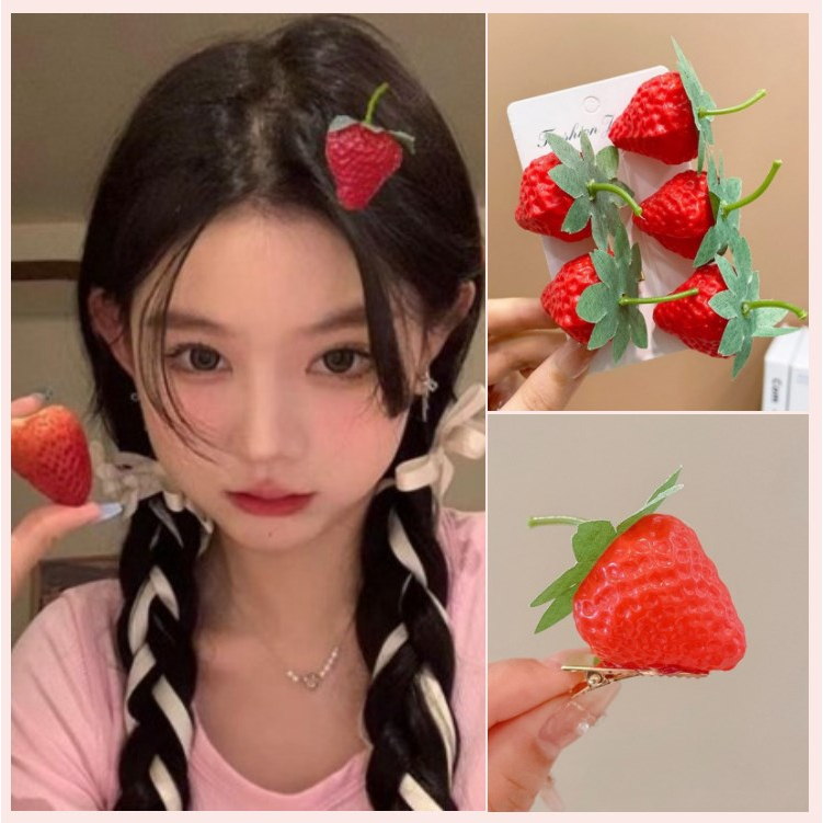 【COD】Simulasi Makanan Jepit Rambut Kepribadian Anak Lucu Duckbill Klip Strawberry Gadis Rambut Klip Buah Jeruk Lucu Sisi Klip