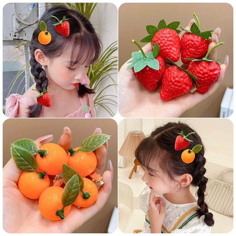 【COD】Simulasi Makanan Jepit Rambut Kepribadian Anak Lucu Duckbill Klip Strawberry Gadis Rambut Klip Buah Jeruk Lucu Sisi Klip