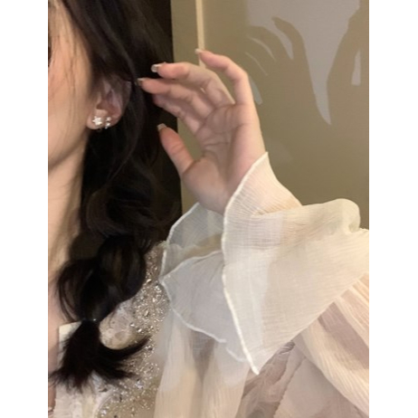 【COD】2023 Korea Baru Zirkon Anting Bintang Mutiara Rasa Desain Perempuan Anting Canggih Anting Perempuan Anting Temperamen