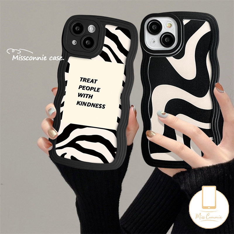 Redmi 9T 12C 9.10 9A A1 10A 9C NFC A1+10C Mi 11T Redmi Note8 Note10 11 Pro+9 Pro 10s 11s Note 10 Pro Max Plus Art Zebra Pattern Garis Tidak Teratur Tepi Bergelombang Casing Tahan Guncangan Lembut