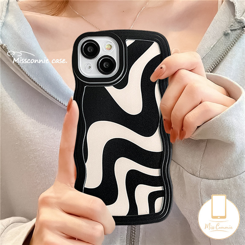 Redmi 9T 12C 9.10 9A A1 10A 9C NFC A1+10C Mi 11T Redmi Note8 Note10 11 Pro+9 Pro 10s 11s Note 10 Pro Max Plus Art Zebra Pattern Garis Tidak Teratur Tepi Bergelombang Casing Tahan Guncangan Lembut