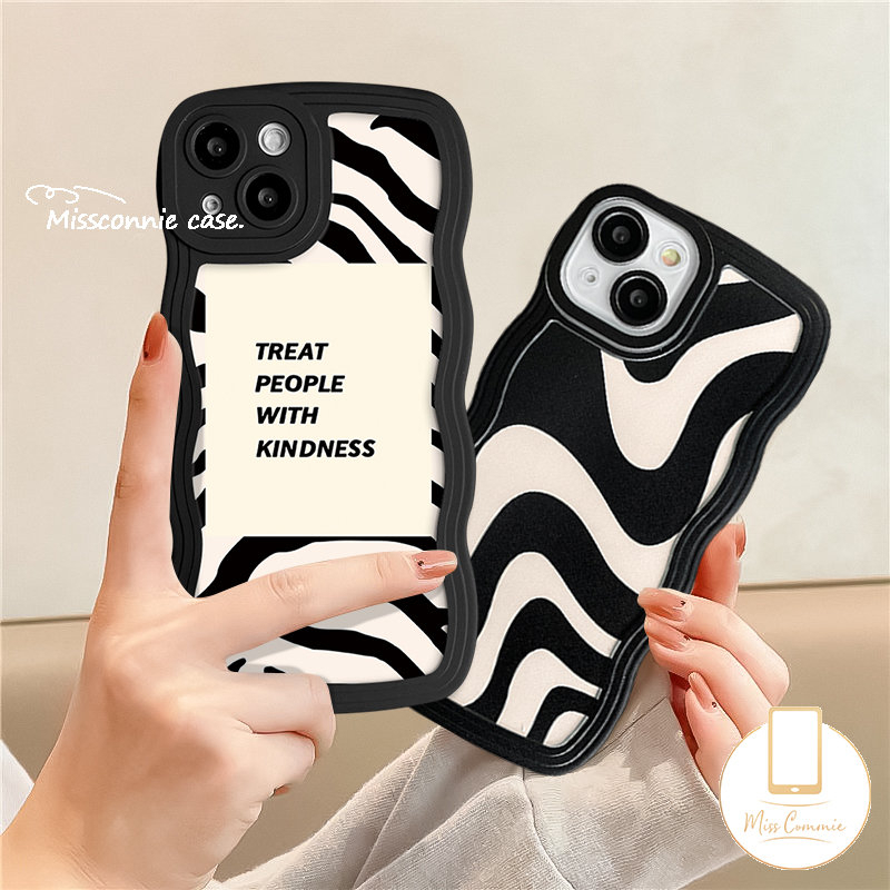 Redmi 9T 12C 9.10 9A A1 10A 9C NFC A1+10C Mi 11T Redmi Note8 Note10 11 Pro+9 Pro 10s 11s Note 10 Pro Max Plus Art Zebra Pattern Garis Tidak Teratur Tepi Bergelombang Casing Tahan Guncangan Lembut