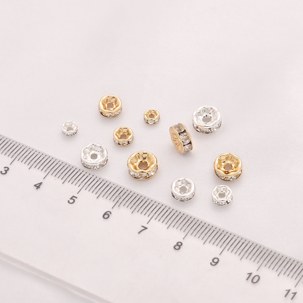 10pcs/lot4 /5 /6 /7/8mm Cincin Bor Tembaga Rhinoceros Rondelle Kristal Bulat Longgar Berjarak Manik Perhiasan DIY Membuat Gelang Kalung Aksesoris