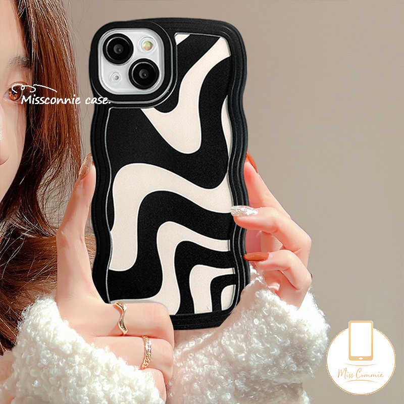 Art Zebra Pattern Case OPPO A16 A17 A15 A78 A95 A76 A54 A16K A12 A57 A7 A55 A96 A15s A74 A1K A5s A17K A53 A9 A5 A3s Reno 8T 58 7 6 A12E F9 A52 Garis Tidak Teratur Wavy Edge Sarung