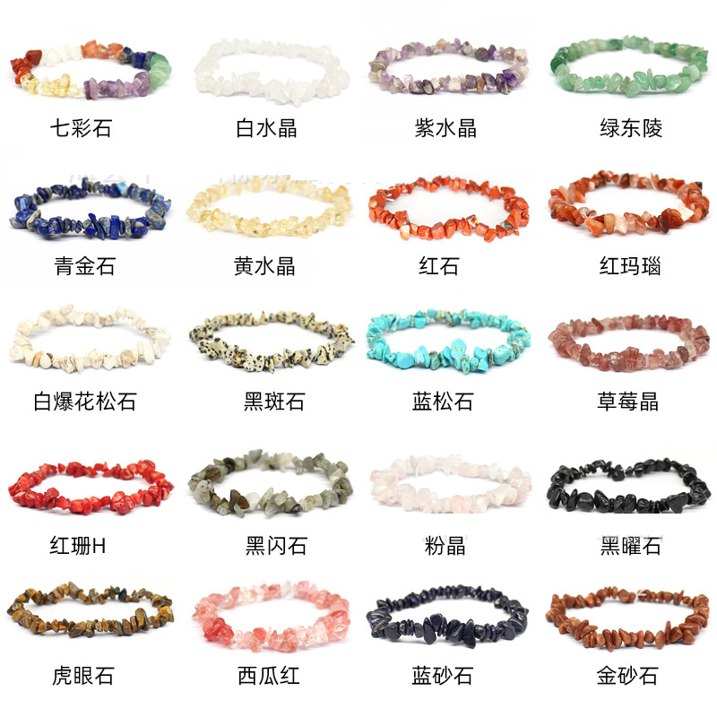 Batu Akik Kristal Warna-Warni Gelang Batu Alam Kerikil Kristal Tidak Teratur Longgar Bead Bracelet