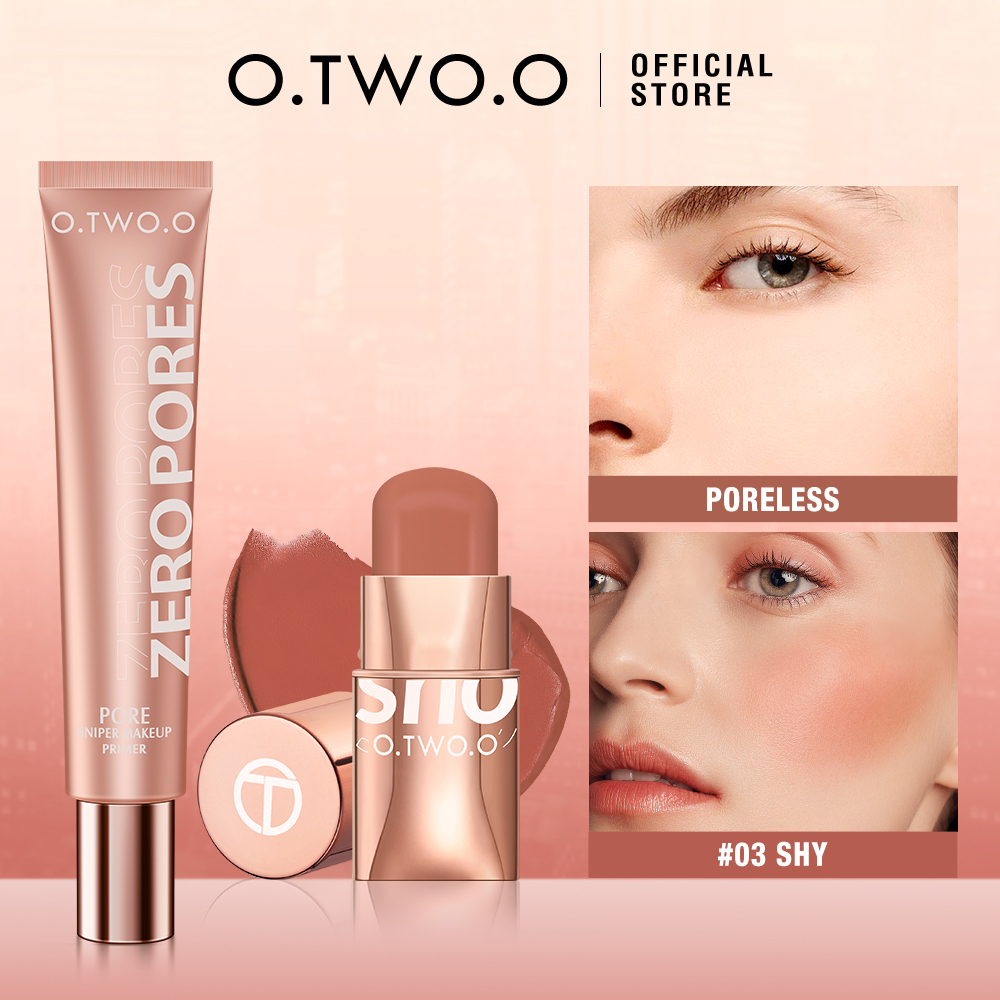 O.TWO.O 2psc/set 3 In 1 Blush Stick &amp; Face Makeup Primer Invisible Pore