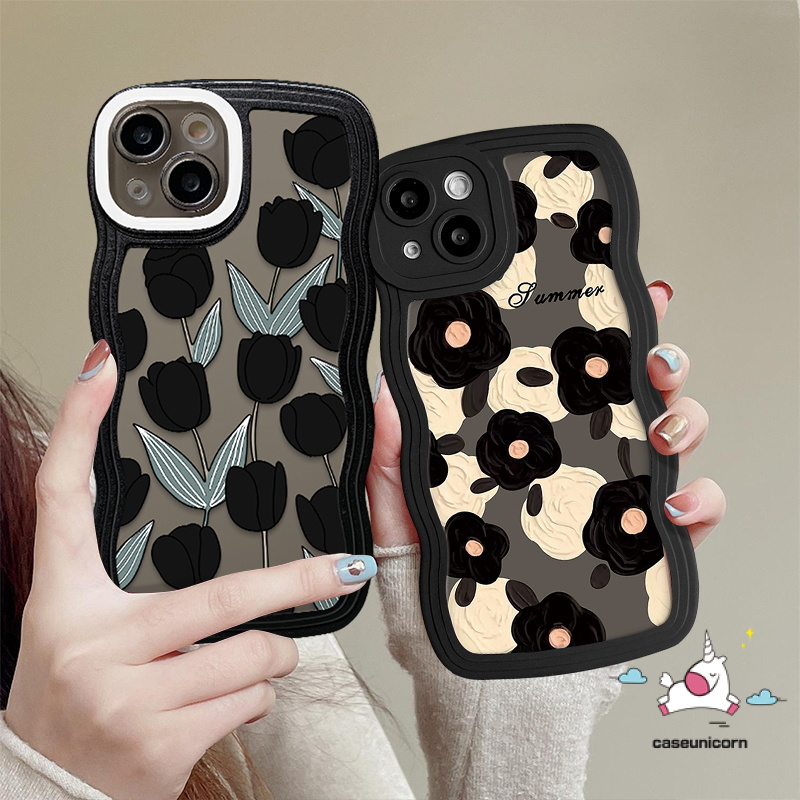 Casing Hp Bunga Infinix Hot 12 Pro 10T 9 8 11 10 Play 10Lite 11s 12i 20 20s Hot 10s 11s NFC Note 8 12 G96 10Pro 12Pro Smart 4 5 6 Plus Retro Bunga Tulip Wavy Edge Soft Cover