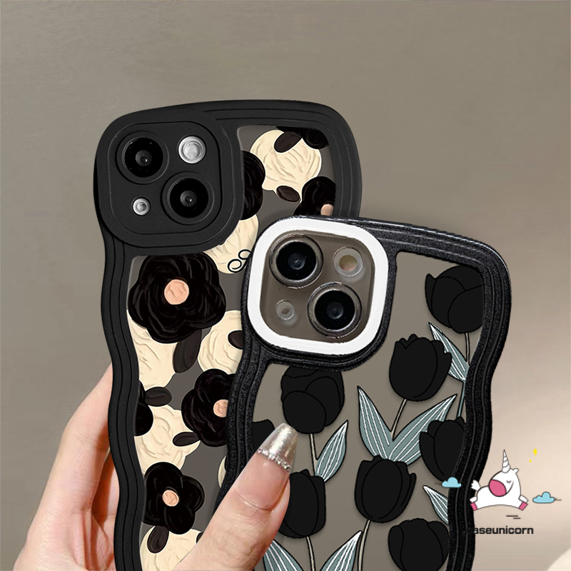 Casing Hp Bunga Infinix Hot 12 Pro 10T 9 8 11 10 Play 10Lite 11s 12i 20 20s Hot 10s 11s NFC Note 8 12 G96 10Pro 12Pro Smart 4 5 6 Plus Retro Bunga Tulip Wavy Edge Soft Cover