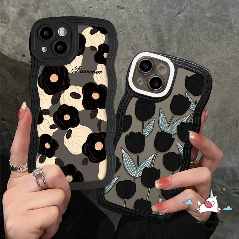 Casing Hp Bunga Infinix Hot 12 Pro 10T 9 8 11 10 Play 10Lite 11s 12i 20 20s Hot 10s 11s NFC Note 8 12 G96 10Pro 12Pro Smart 4 5 6 Plus Retro Bunga Tulip Wavy Edge Soft Cover