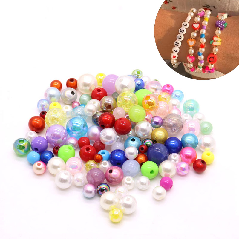 15g Warna-Warni ABS Mutiara Imitasi 4-10mm Bulat Manik Lubang DIY Gelang Pesona Kalung Perhiasan Membuat Manik-Manik