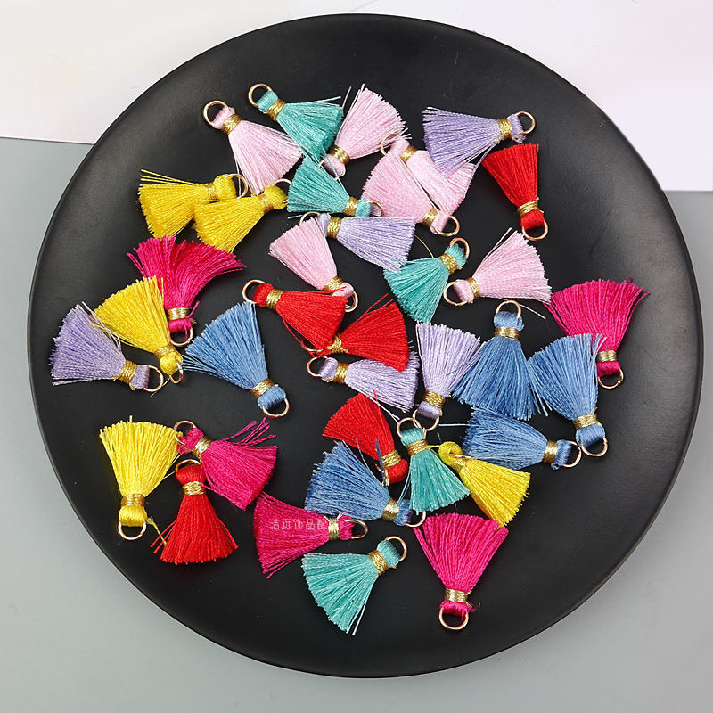 10pcs 25mm Mini Rumbai Multi Warna Katun Perhiasan Rumbai DIY Anting Gantungan Kunci Jahit Tirai Dekorasi Rumbai Aksesoris