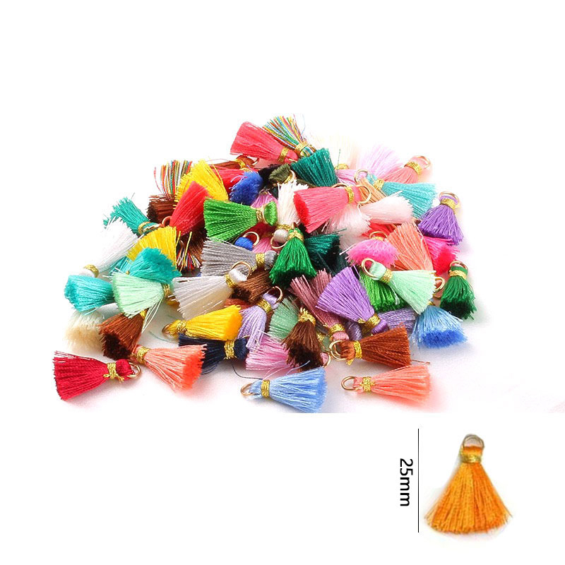 10pcs 25mm Mini Rumbai Multi Warna Katun Perhiasan Rumbai DIY Anting Gantungan Kunci Jahit Tirai Dekorasi Rumbai Aksesoris