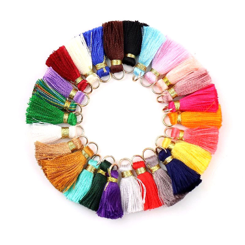 10pcs 25mm Mini Rumbai Multi Warna Katun Perhiasan Rumbai DIY Anting Gantungan Kunci Jahit Tirai Dekorasi Rumbai Aksesoris