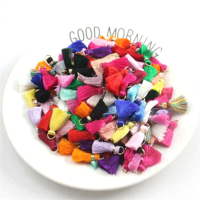 10pcs 25mm Mini Rumbai Multi Warna Katun Perhiasan Rumbai DIY Anting Gantungan Kunci Jahit Tirai Dekorasi Rumbai Aksesoris