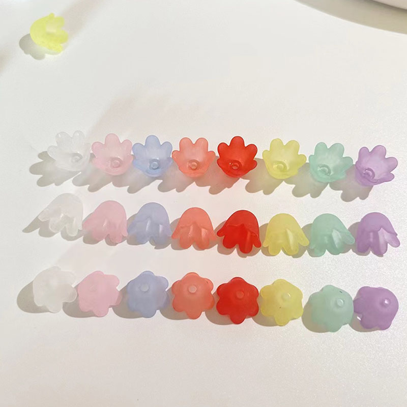 50 Pcs Multicolor Bell Anggrek Akrilik Manik Longgar Spacer Set Untuk Membuat Perhiasan Rambut Klip Gelang Kalung Anting DIY Aksesoris