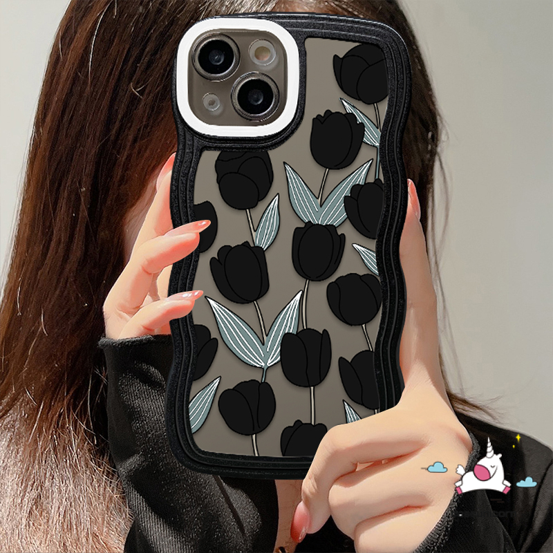 Samsung A50 A14 A04 A13 A04E A12 A04s A32 A23 A21s A52 A52s A03 A30s A22 A03s A53 A50s A33 A02s A31 A20 A11 A51 M32 M22 F222 Retro Bunga Tulip Soft TPU Bening Bergelombang Edge Case