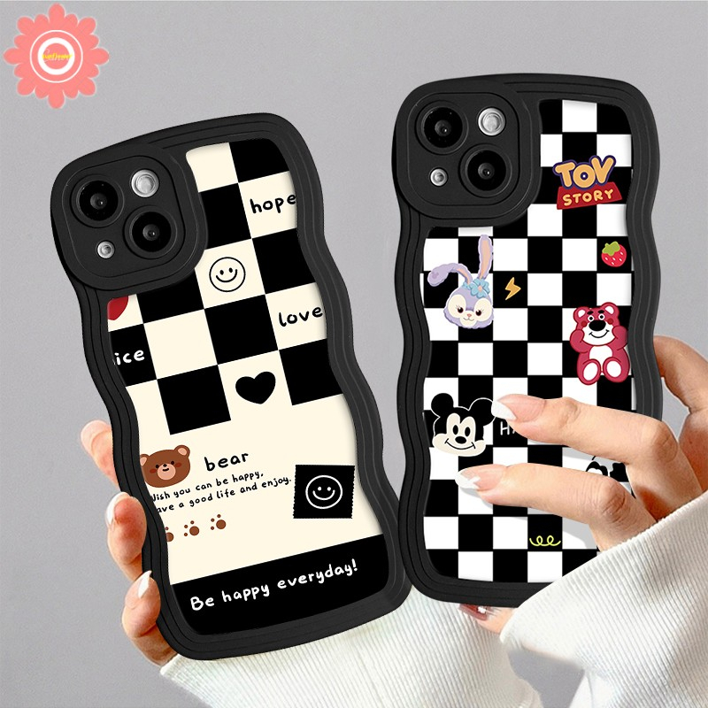 Kartun Soft Case Realme C53 C55 10 C31 C30 8i 8 8pro C33 7 9 9pro+7i C35 C20 C21 C11 C15 C12 5 6i 5i C25 C25s 5s 6s Wave Edge Cute Bear Lattice Ilustrasi Rainbow Soft Cover