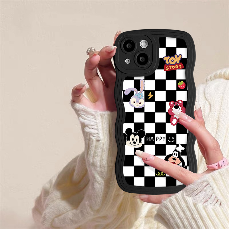 Kartun Soft Case Realme C53 C55 10 C31 C30 8i 8 8pro C33 7 9 9pro+7i C35 C20 C21 C11 C15 C12 5 6i 5i C25 C25s 5s 6s Wave Edge Cute Bear Lattice Ilustrasi Rainbow Soft Cover