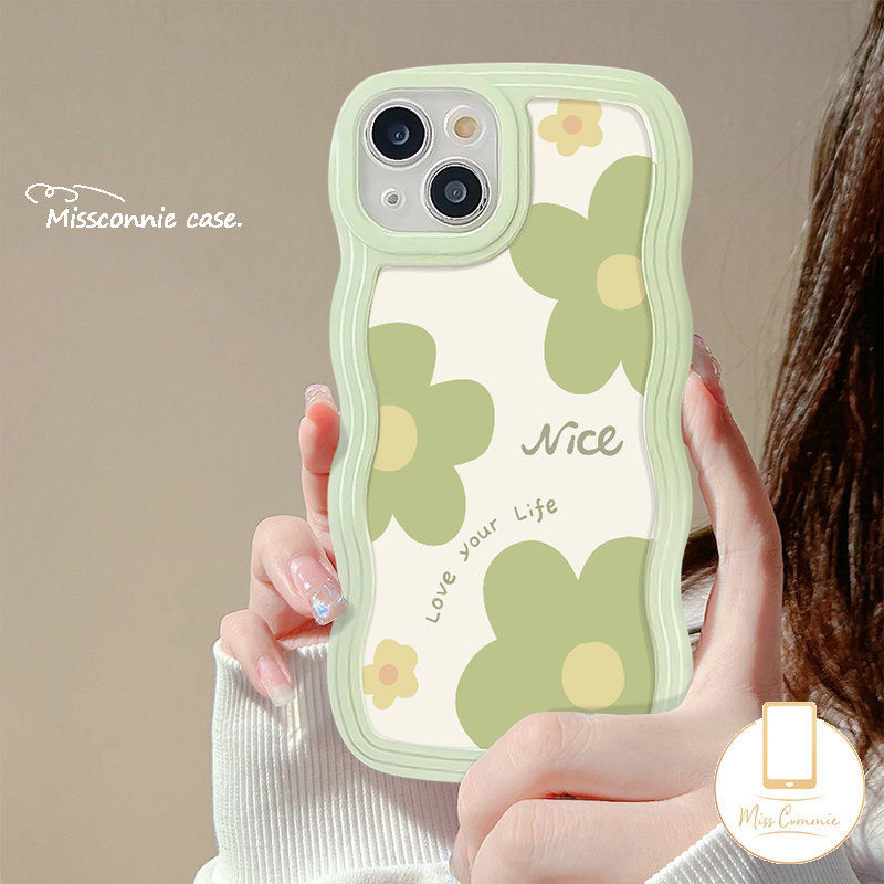 IPHONE Case Kompatibel Untuk Iphone11 12 13 14 Pro Max7 8 Plus XR 6 6s 14Plus X XS MAX SE 2020pinggiran Bergelombang Shockproof Fantasi Lukisan Minyak Bunga Lembut TPU Penutup Belakang